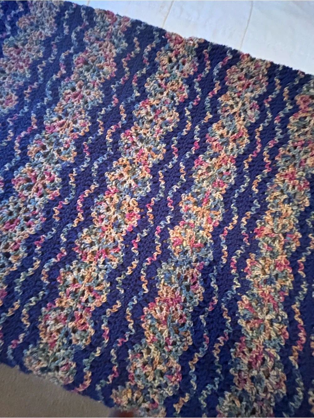 Hand Crochet large Afghan with fringe